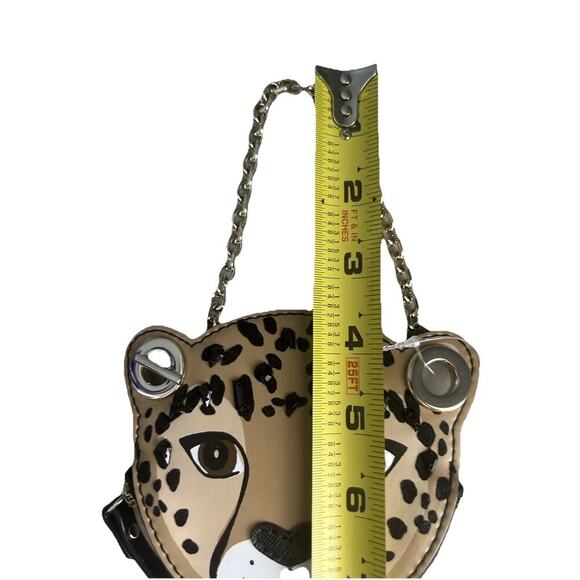 New Kate Spade Leopard Coin Purse Novelty Run Wild Black Jewel Wristlet Red Rose - Picture 10 of 11